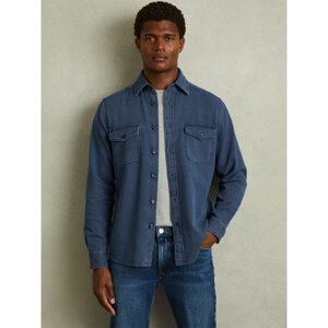 REISS MCILROY Textured Denim Overshirt